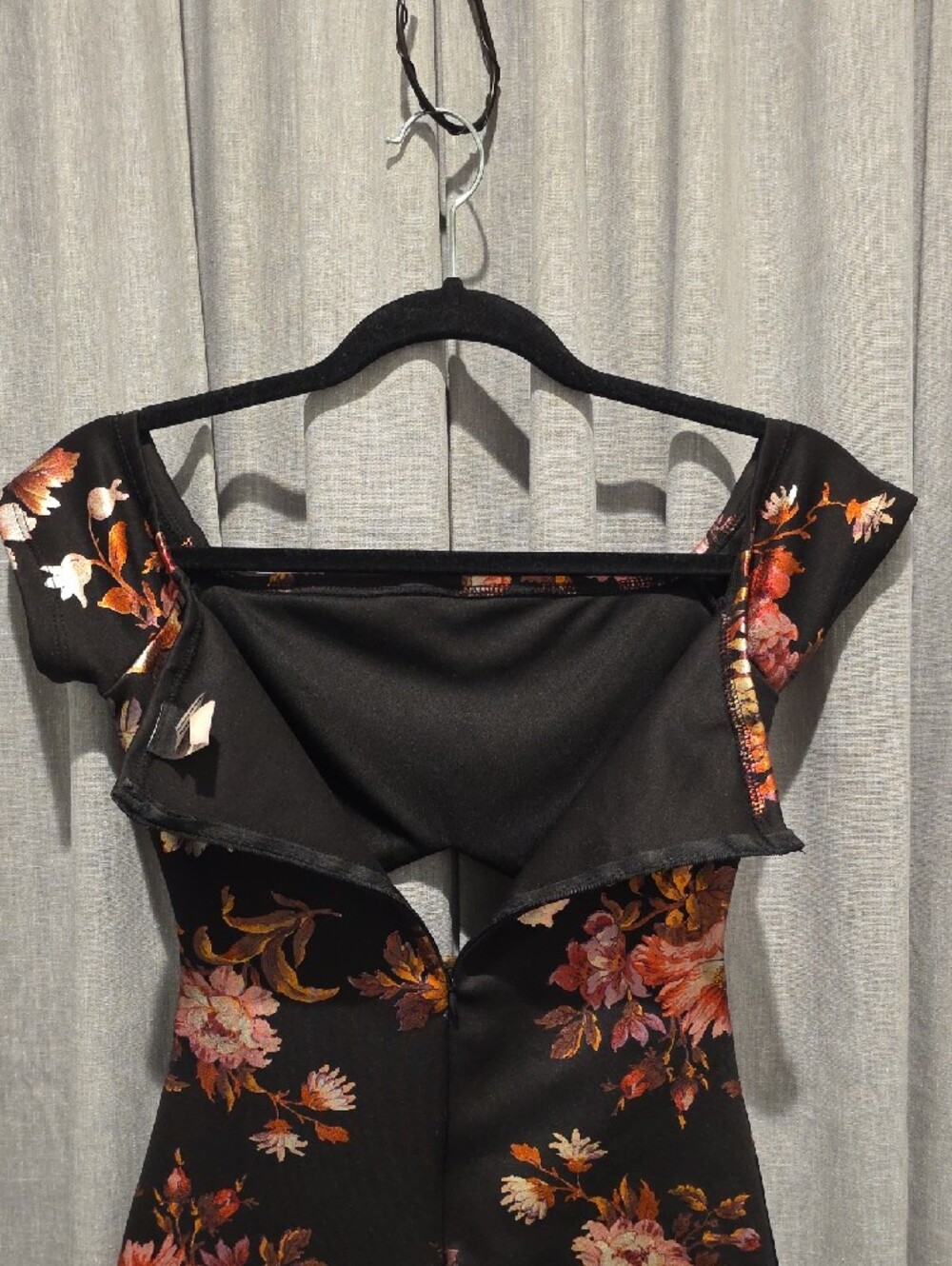 Privy Black Mini Dress with Pink & Orange Floral Foil Like Print Cutout - Picture 5 of 15
